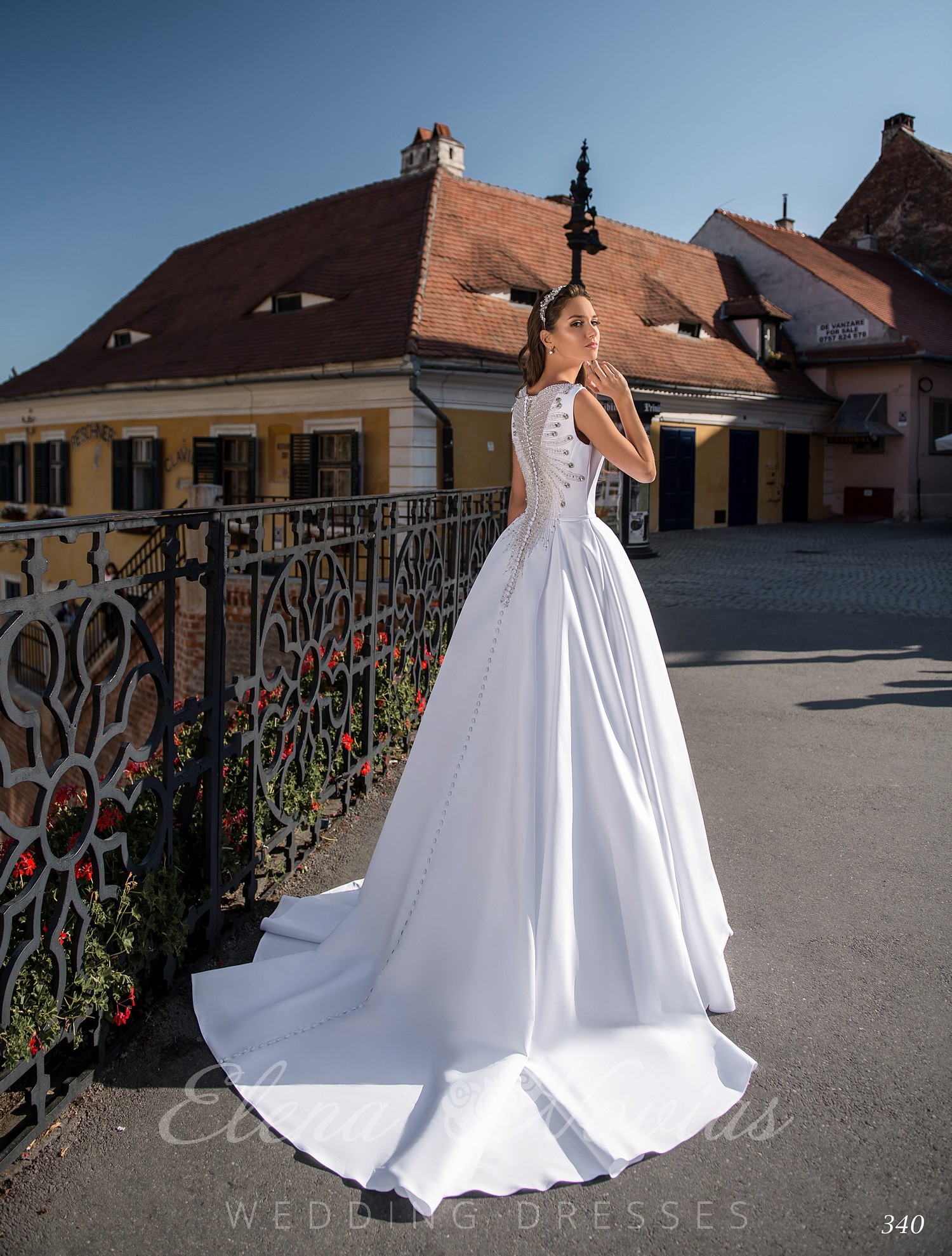 Satin wedding dress with wide straps
